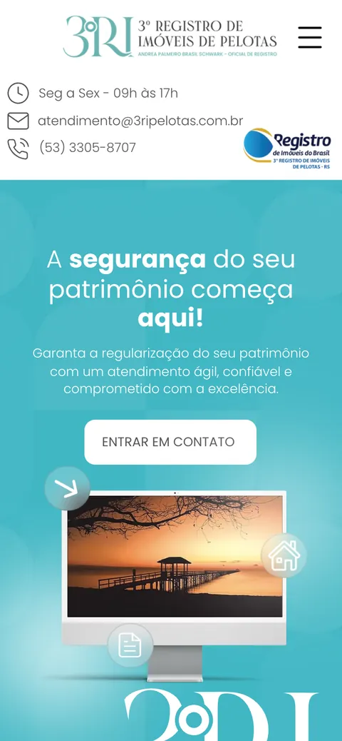 Site do 3º Registro de Imóveis de Pelotas no celular