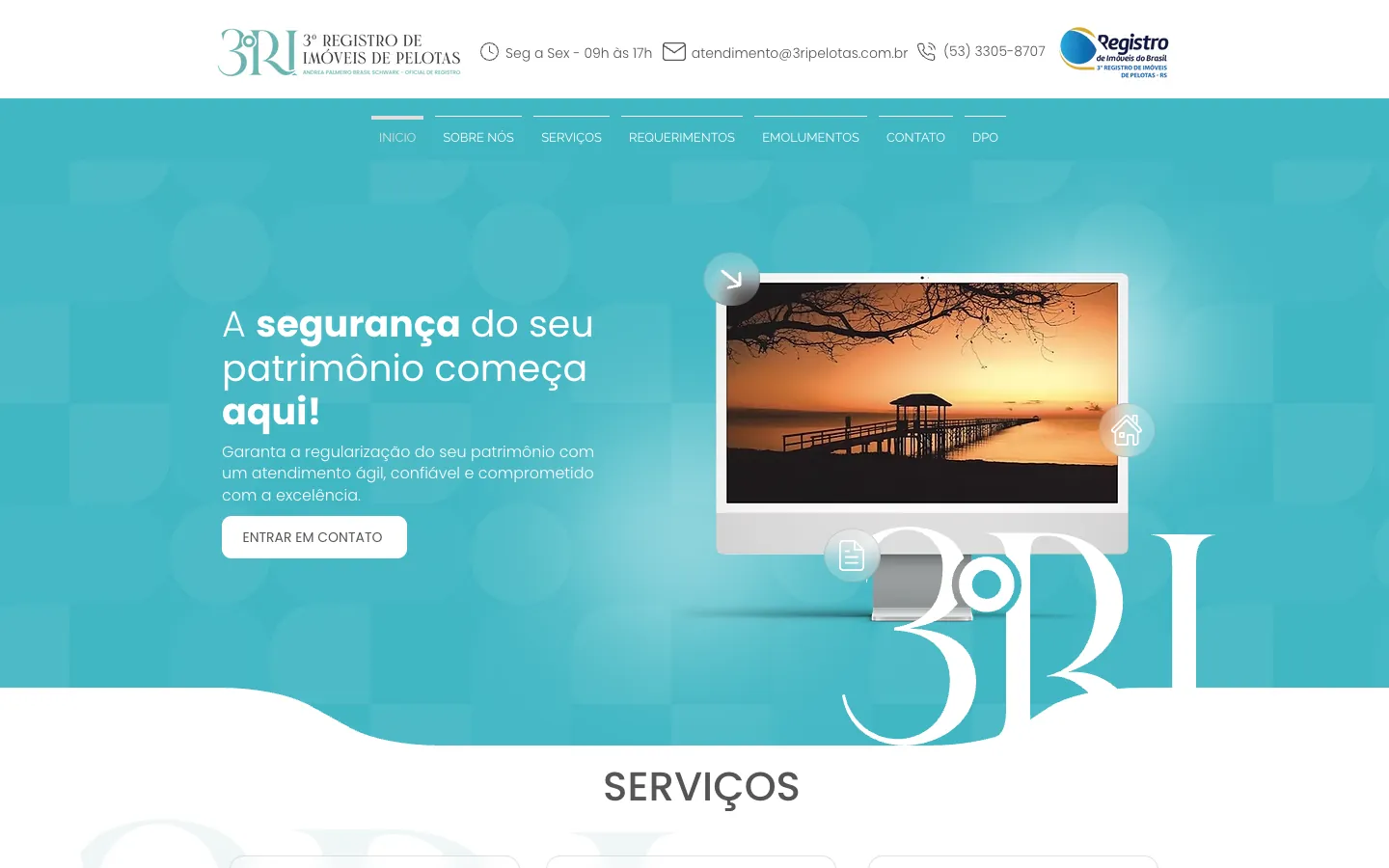 Site do 3º Registro de Imóveis de Pelotas no computador